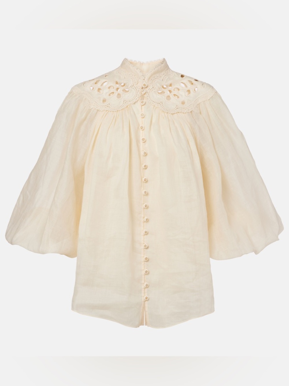 Zimmermann Coco Embroidered Ramie Blouse Size 0 w/Flaws